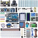 Miuzei Starter Kit für Arduino R3 Projekte mit Mikrocontroller, deutschem Tutorial, Elektronik Modul Set, Plug-in Board, 9V Batterie, Servo, Sensoren und Zubehör (mehr als 230 Teile), MA13 Set